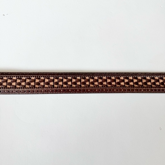 New Mezlan Men's Brown Woven Leather Belt Made in Spain Size 36 - Picture 6 of 10